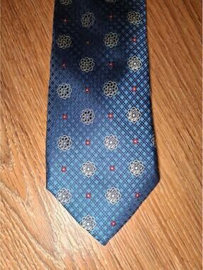 Hart Schaffner Marx Silk Tie Blue Floral Made in Italy